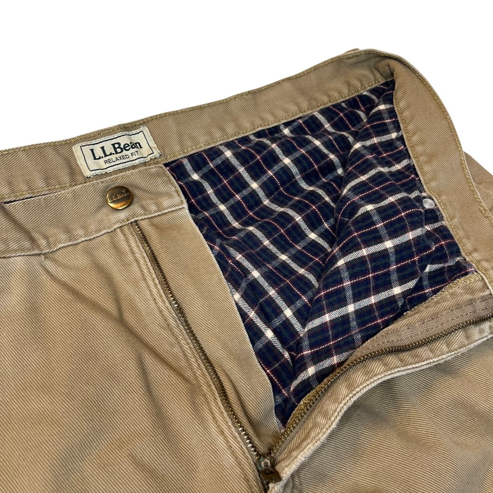 LLBean Relaxed Fit Flannel Lined Khaki‎ Pants Men's Size 37x34 (actual 36x33.75)